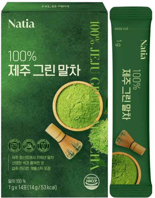 나티아 100% 제주 그린 말차, 1개, 14g