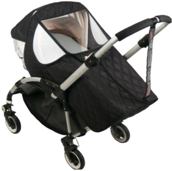 wowbaby Bugaboo Deluxe 適用中型嬰兒推車防寒罩, 黑色, 1個