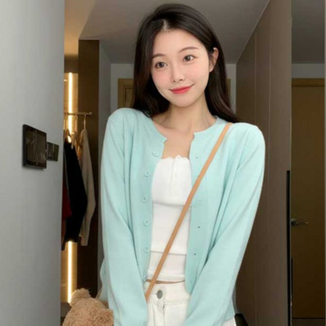 PARADAISO 여성용 베이직 데일리 소프트터치 라운드 니트 가디건