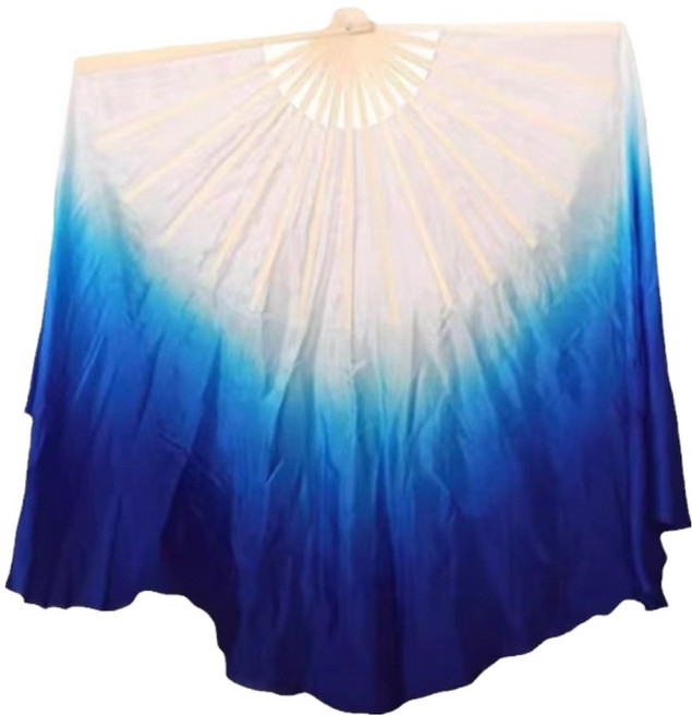 마켓피아 로얄블루 그라데이션 실크 전통 무용부채 03 31 x 30 cm, A타입, 1개