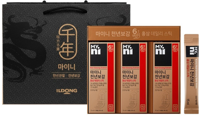 Myni 千年寶鑑 紅參每日條 10入 + 提袋, 1個, 450ml