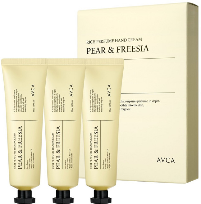 아브카 리치 퍼퓸 핸드크림 페어 앤 프리지아, 3개, 50ml