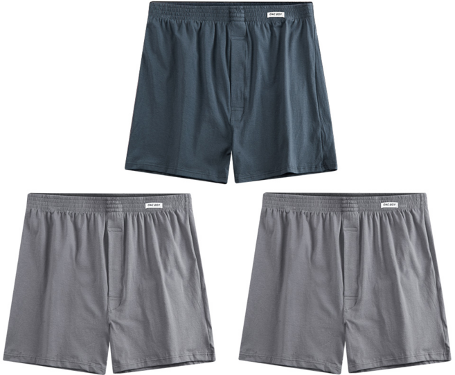 ONE BOY 冰感A級抗菌空氣感寬鬆四角內褲 3件組