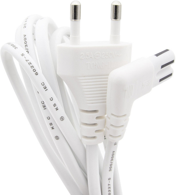 에이치디탑 국내산 AC 파워코드 8자 꺽임 플러그 전원케이블 화이트 플러그 HT-AC018, 1개, 5m