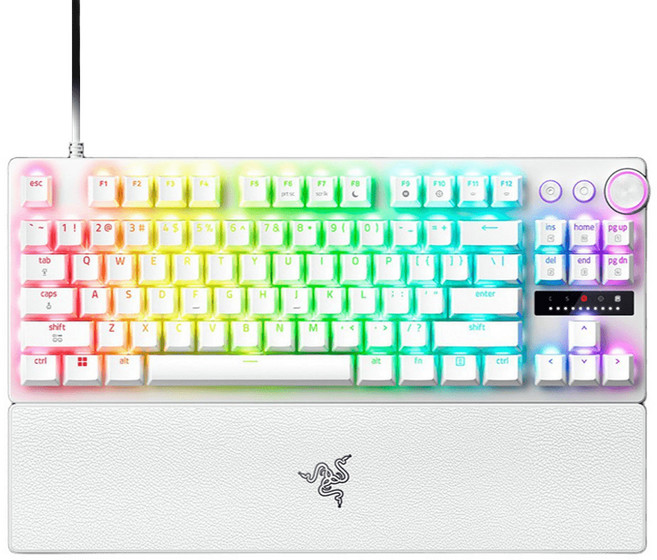 RAZER 雷蛇 獵魂光蛛 V3 Pro TKL 8K 英 有線鍵盤, 白色, RZ03-05521000-R3M1, 第2代Razer類比式光軸