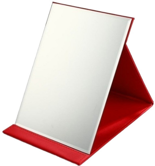 세레보 접이식 휴대용 메이크업 탁상거울 특대형, 레드