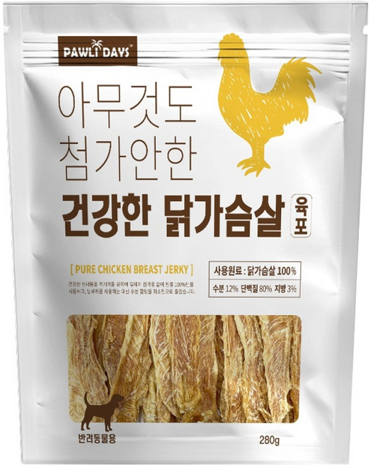 폴리데이 강아지 아무것도 첨가안한 건강한 육포, 280g, 1개, 닭가슴살