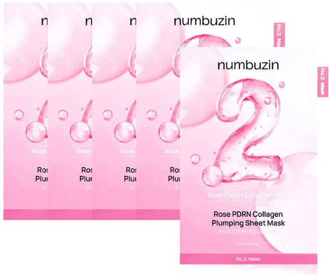 넘버즈인 2번 로즈 PDRN 콜라겐 플럼핑 마스크팩 33ml, 1개입, 5개
