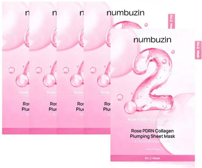 넘버즈인 2번 로즈 PDRN 콜라겐 플럼핑 마스크팩 33ml, 1개입, 5개 - 쿠팡