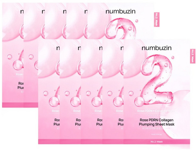 Numbuzin 2號 玫瑰 PDRN 膠原蛋白豐盈面膜 33ml, 1入, 10個