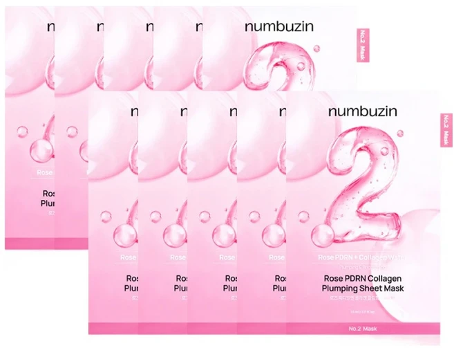 넘버즈인 2번 로즈 PDRN 콜라겐 플럼핑 마스크팩 33ml, 1개입, 10개 - 쿠팡