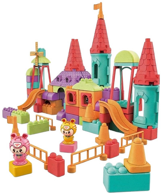 維京小子 環保麥稈積木76pcs, 混色, 1套