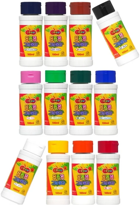 토루 딩동댕 그림물감 100ml x 12종 세트, 12색 - 쿠팡