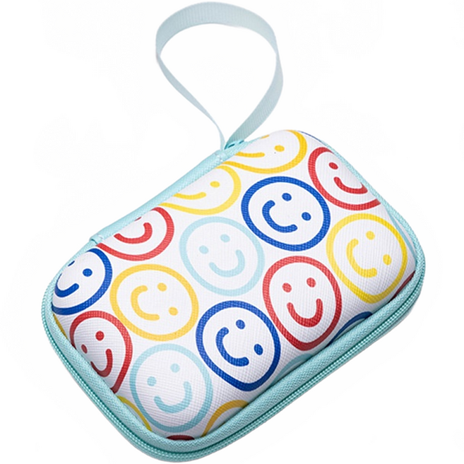 오크벨 심플 이어폰 충전기 케이블 수납 미니 파우치, 스마일, 1개