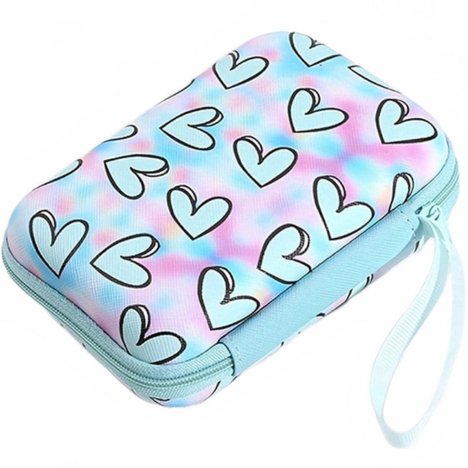 오크벨 심플 이어폰 충전기 케이블 수납 미니 파우치, 블루하트, 1개