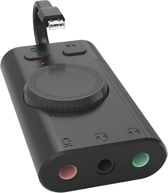 Seekis USB外接式耳機免驅外置聲卡/筆記本PS4聲音轉接器/USB多功能聲卡 黑色, 1個, 單一商品