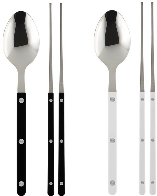 메종오브제 시에르 파르베 수저 2인세트, 블랙, 화이트, 숟가락 2p + 젓가락 2p, 1세트
