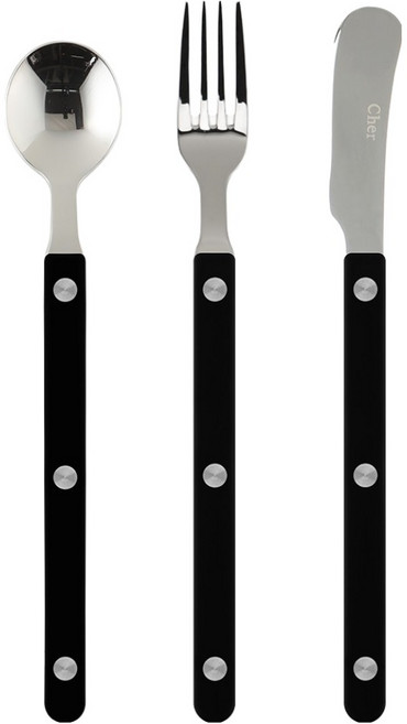 메종오브제 시에르 파르베 1인 디저트 세트, 블랙, 티스푼 + 포크 + 나이프, 1세트