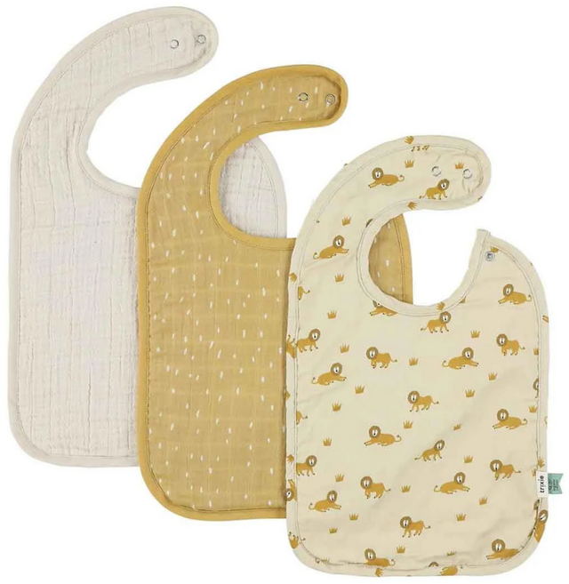 比利時 trixie 有機棉圍兜3件組, 陽光獅子, 1套, 3個裝