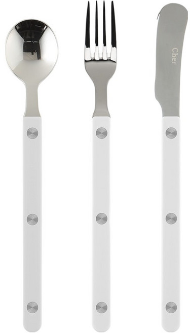 메종오브제 시에르 파르베 1인 디저트 세트, 화이트, 티스푼 + 포크 + 나이프, 1세트