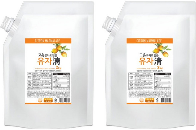 참다음 전남 고흥 유자청 파우치, 2개, 2kg