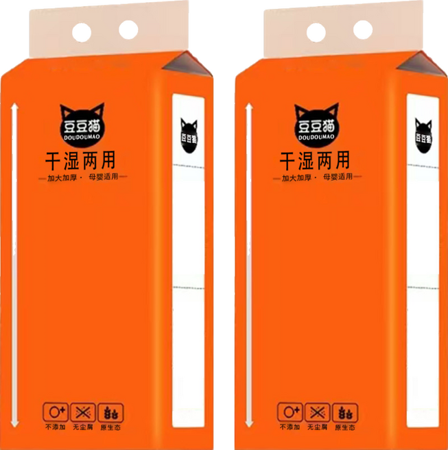 豆豆貓 乾濕兩用抽紙, 4包, 1入