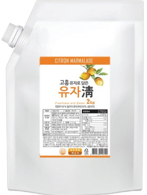 참다음 전남 고흥 유자청 파우치, 1개, 2kg