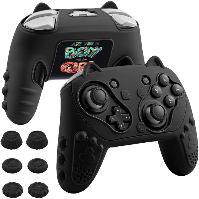 호후 닌텐도 스위치2 프로콘2 실리콘 그립 케이스 냥그립, 트레이너 블랙, 1개, Cat-Grip Pro