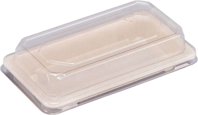 Me&MyWay 方形紙漿託盤 包裝用一次性紙餐盒容器 小型 + PET蓋組合, 50套