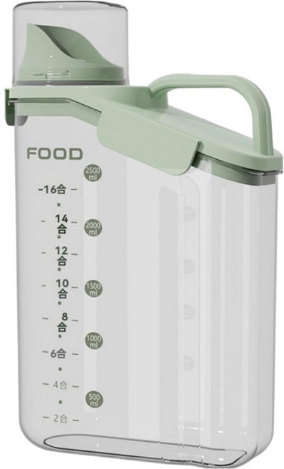 POGGU 大容量貓狗儲糧桶/食品級防潮家用密封罐/寵物凍干糧儲存桶 附量杯, 淺草綠, 1個, 2.8L