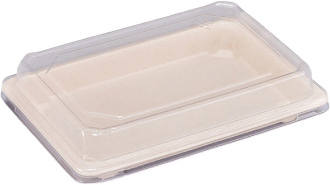 Me&MyWay 方形紙漿託盤 包裝用一次性紙餐盒容器 中大型 + PET蓋組, 25套