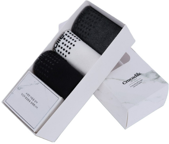 크로커다일 남성용 실버 넌슬립 무압박 양말 3켤레 선물세트 L CD330