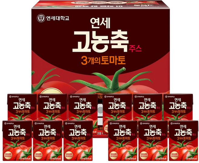 연세우유 고농축주스 3개의 토마토, 12개, 120ml
