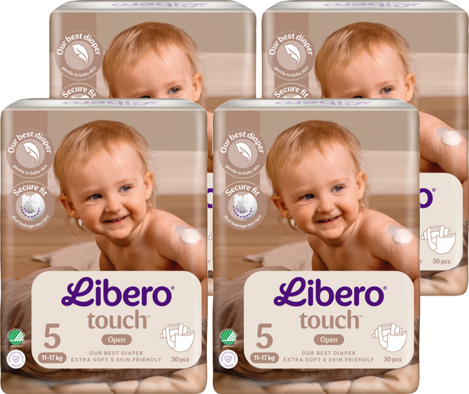 Libero 麗貝樂 touch嬰兒紙尿褲 5號 L(11~17kg) 30個裝, 4個, 第5階段