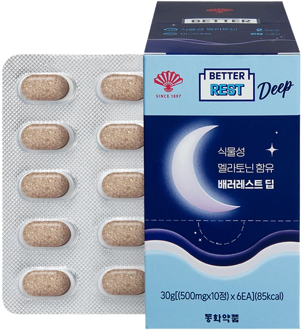 동화약품 흑하랑상추 식물성 멜라토닌 2mg 함유 배러레스트 딥 30g, 60정, 1개 - 쿠팡