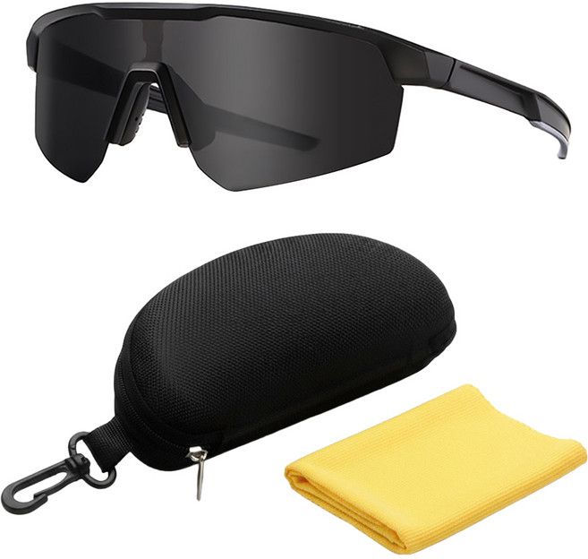 Quinta UV400 運動太陽眼鏡 附眼鏡盒 + 眼鏡布 QT17102, 黑框黑灰片, 1個