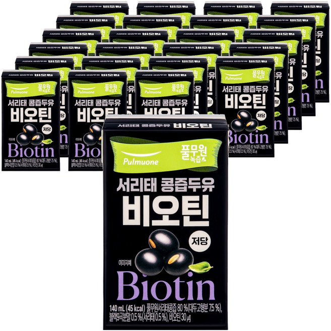 풀무원녹즙 저당 서리태 콩즙두유 비오틴, 24개, 140ml