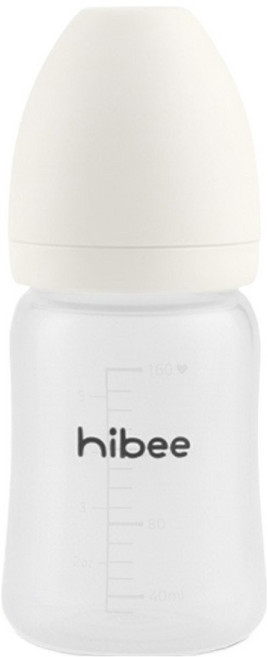 하이비 실리콘 코팅 안심유리 노꼭지 젖병, 1개, 160ml, 화이트