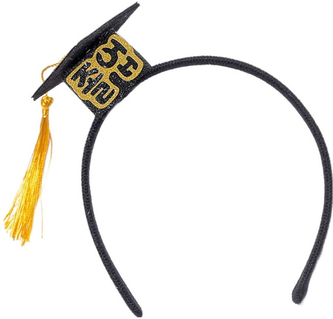 조이파티 레터링 졸업학사모 머리띠, 블랙, 1개