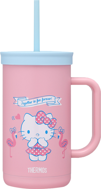 THERMOS 膳魔師 不銹鋼真空吸管杯 TKHA-720KT-SS, Hello Kitty 夏日貝殼篇, 1個, 720ml