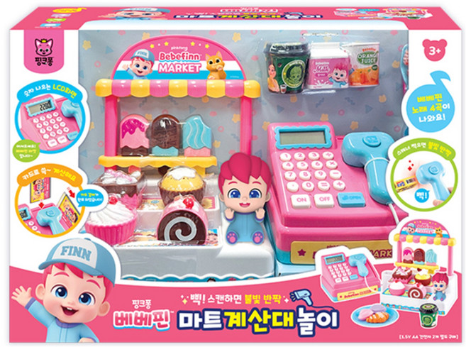 핑크퐁 베베핀 마트 계산대 놀이, 혼합색상, 1개