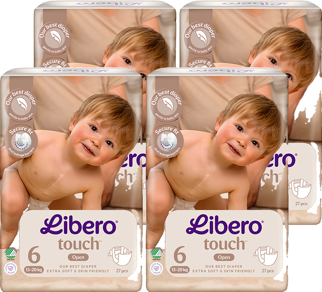 Libero 麗貝樂 touch 嬰兒紙尿褲 XL 13~20kg 27片, 4套, 第6階段