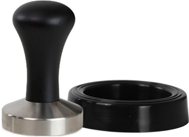 카페리아 블랙 비치우드 스텐 커피 탬퍼 53mm + 탬퍼 홀더 세트, 블랙 + 실버(탬퍼), 1세트