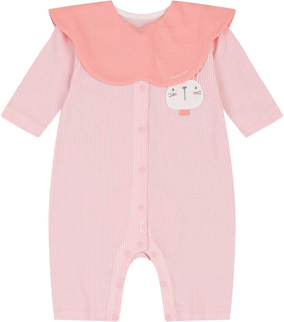 압소바 신생아용 호루 7부 우주복 + 턱받이 면 세트