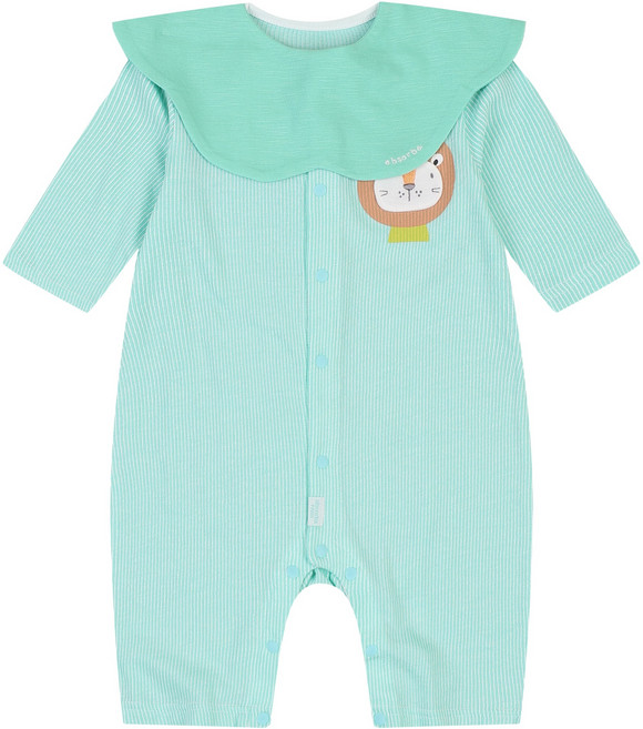 압소바 신생아용 호루 7부 면 우주복 + 턱받이 면 세트