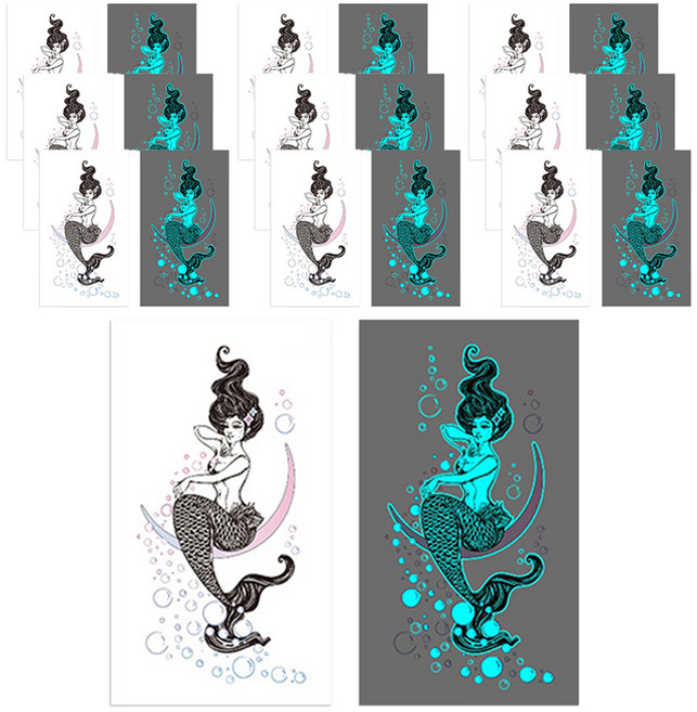 모던앳 야광 타투 스티커, 10개, 인어