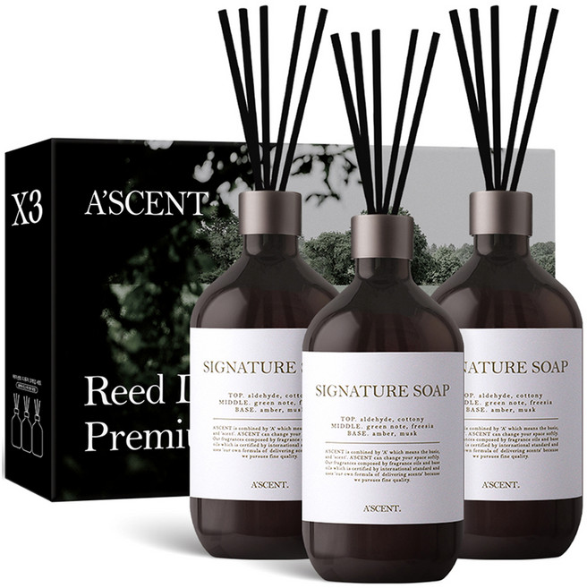 에이센트 퍼퓸드 디퓨저, 13 시그니처솝, 500ml, 3개