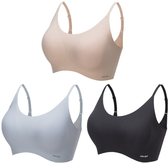 ONE BOY 無尺碼無鋼圈舒適無痕內衣3件組 肩帶款