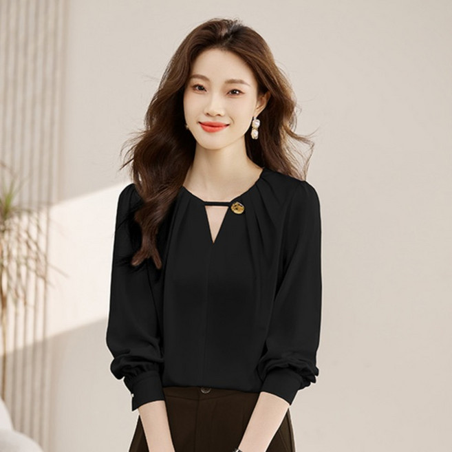 POPLARNC 女款黑色調寬鬆版型襯衫 P26SPBL120814