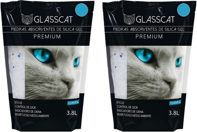 GlassCat 고양이 Premium 실리카 모래, 2개, 3.8L, 무향